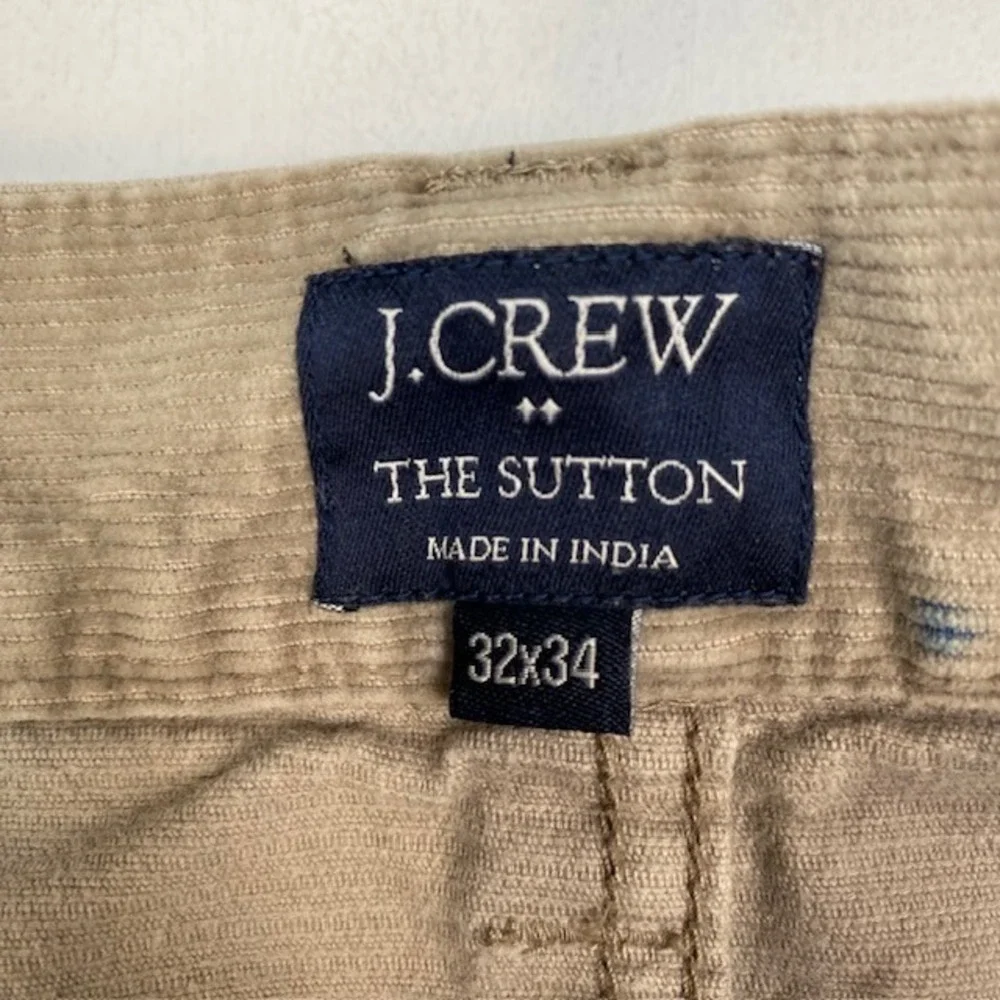 J.Crew‎ The Sutton Tan Khaki Corduroy Straight Leg Pants Mens 32x34 (32x32)